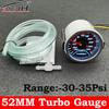 2''52MM Turbo Boost Gauge -30 inHG to 35 PSI Mechanical White Led Boost Gauge Smoke lens Boost Sensor For 12V Car Boost Gauge