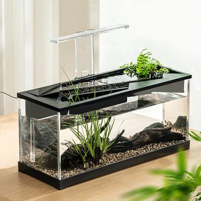 38x14.5x18 см Аквариум для маленьких рыбок Акриловый аквариум с легким водяным насосом Прозрачная крышка Экологическая система цикла Высокая прозрачность