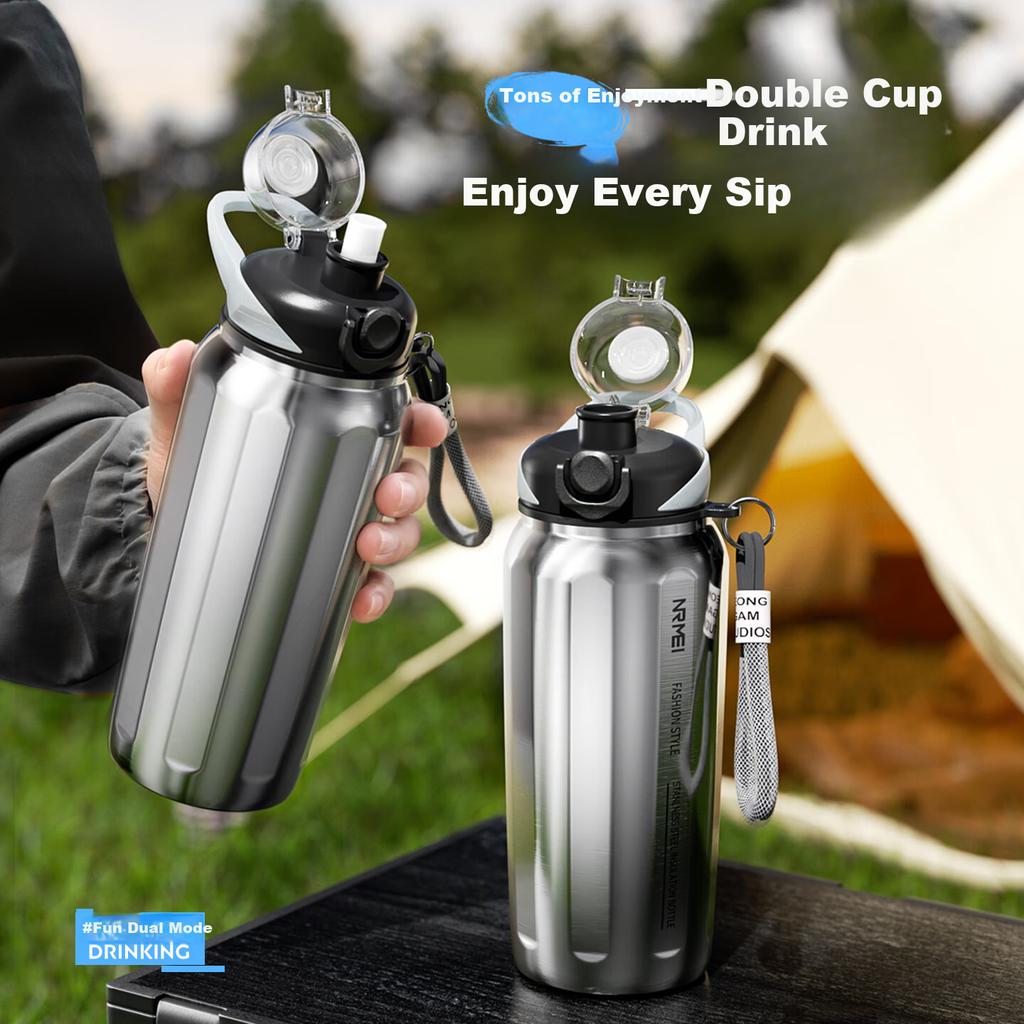 NRMEi Insulated Large Capacity 316 Stainless Steel Sports Water Bottle with Straw for Boys Teens 12-18 Years Outdoor