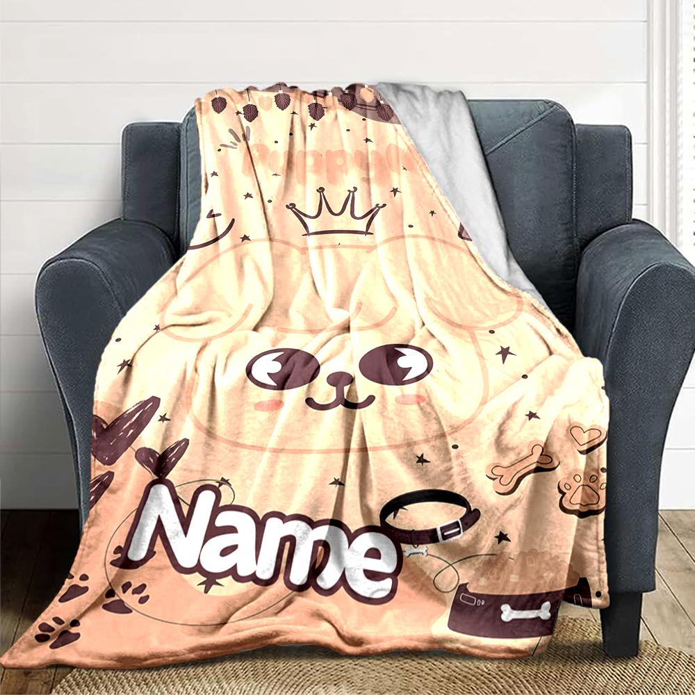 Custom Name Cute Animal Faces Party Blanket For Couch Bed Plush Cozy Fuzzy Blanket Super Soft Warm Blankets For Fall And Winter 091644
