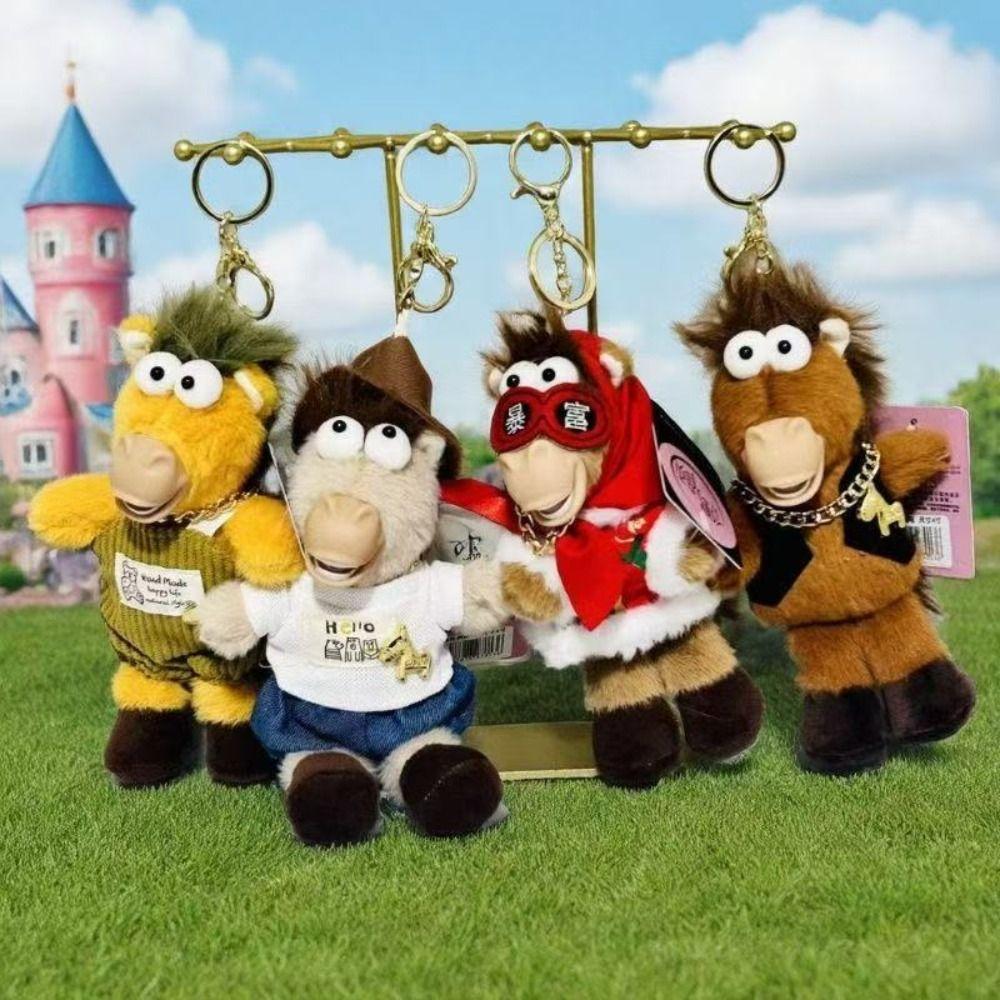 Fun Pony Pendant Quirky Cartoon Steed Doll Adorable Plush Horse Key Chain Festive Decor