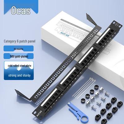 AUCAS 24-портовая Gigabit патч-панель Cat6 1U для установки в стойку