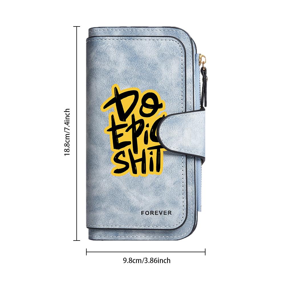 Stylish Long Wallet with Cool Slogan Large Capacity Card Holder