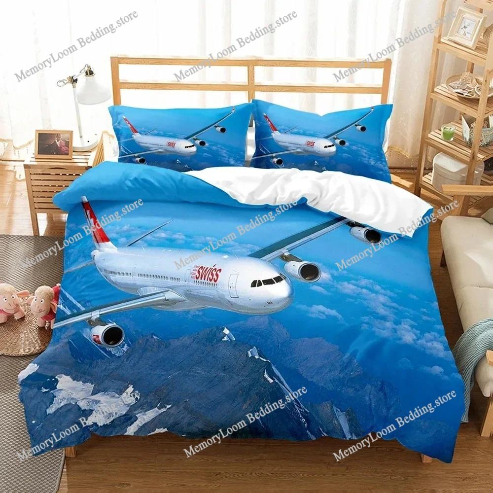 Aircraft Duvet Cover Set Comforter Bedding Set 3D Printing Luxury Kids Boys Quilt Cover Queen King Decor Home Textile