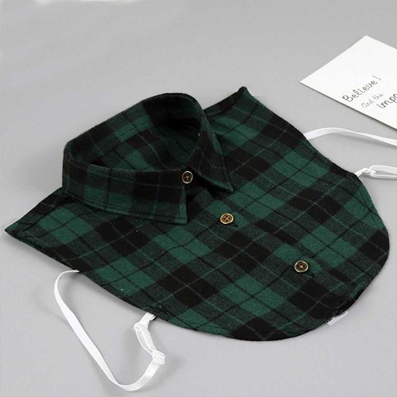 Plaid Fake Collar Shirt Women And Men Size 38 To 44 Dachable Collar Half Shirt Women Men False Collar Tie White Lapel Faux Col