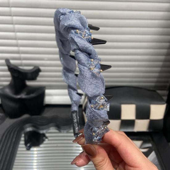 Женская повязка на голову, блестящие стразы, яркий цвет, тканевая обертка, обруч для волос, противоскользящие зубчики, аксессуары для волос