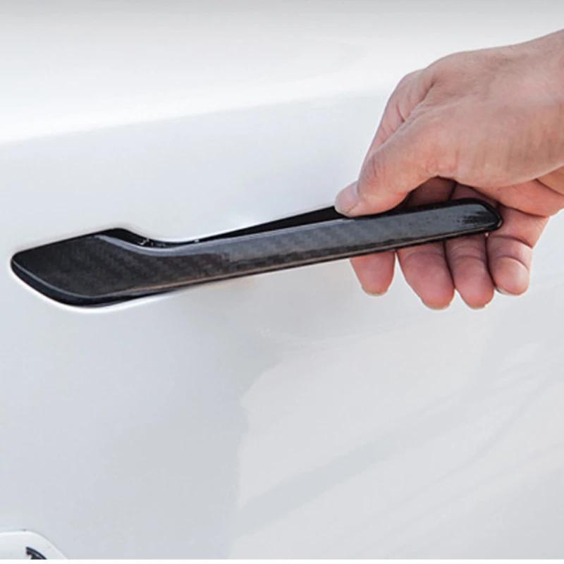 For Tesla Model Y LAUNCH/Juniper/3/3+ Highland 2025 Door Handle Sticker Trim Cover 100% Real Carbon Fiber Decoration
