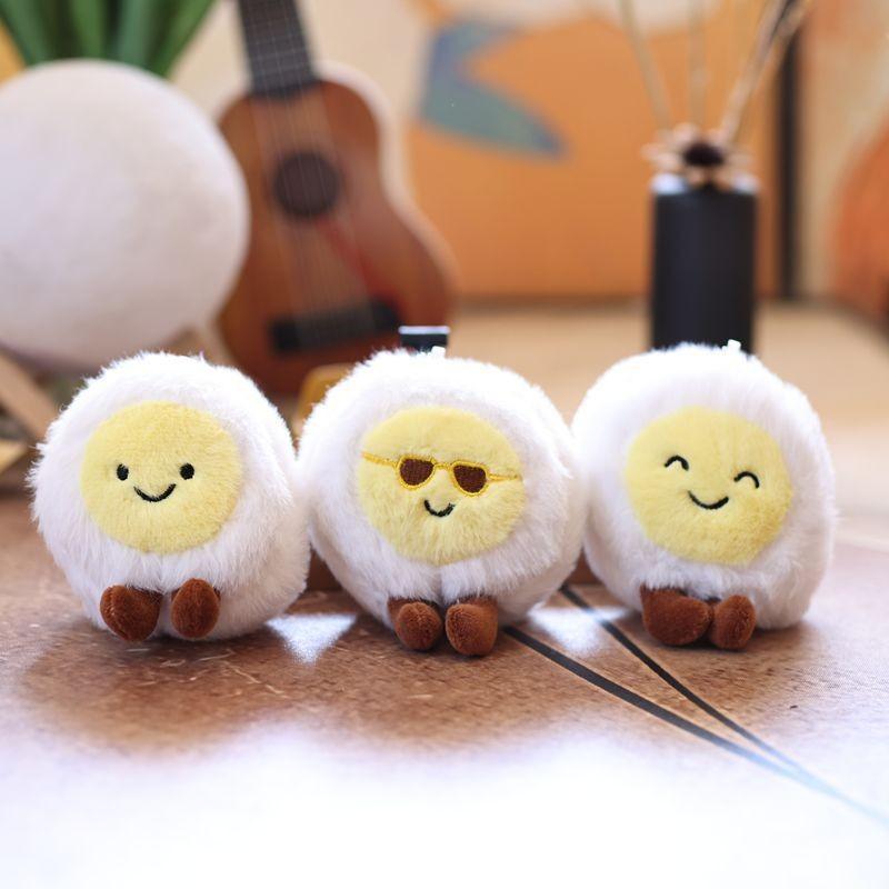 Water Boiled Egg Plushie Soft Keyring Toy With Smiling Face For Gift And Decoration