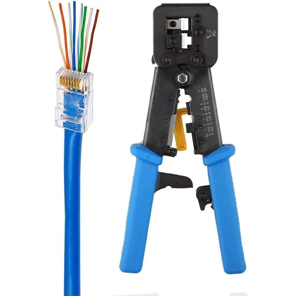 Инструмент для обжима RJ45 Ethernet Кримпер Cat6 Cat5 Cat5e Разъемы RJ45 проходные R11/RJ12 Обычные концы с 50 шт. разъемов 50 шт. колпачков