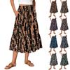 Womens Maxi Skirt Drawstring High Waisted Summer Long Skirts Lightweight Tiered Flowy Floral Pleated Skirts