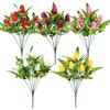 5 Forks 7 Heads Tulips Artificial Flower Bouquet Home Decoration Wedding Decoration Plastic Flower Arrangement Garden Decoration