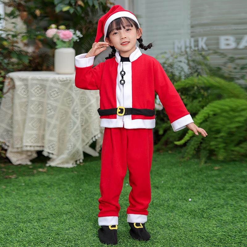 Рождественский детский комплект, красная новая одежда для выступлений для мальчиков и девочек, детская фотография, одежда Санта-Клауса