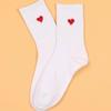 3/5/10/20 Pairs of Women's Crew Socks, White, Heart Pattern, Comfortable, Breathable, Moisture-Wicking