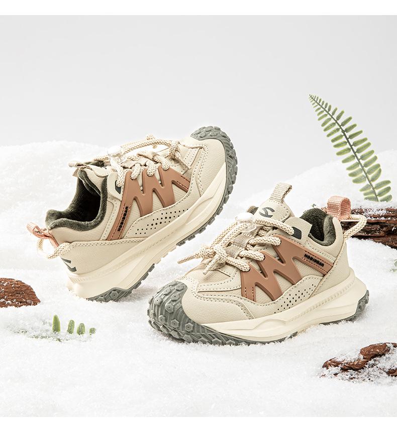 Детские хлопковые кроссовки Habi Bear для мальчиков и девочек с бархатной подкладкой и подошвой из материала Durian для зимы