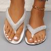 Summer, Vacation, Ladies, Flip Flops, Sparkling, Rhinestones, Beach, Wedding Slippers, Thick Sole, Wedge Heel, Women's Shoes
