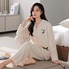Пижама женская осенне-зимняя с длинным рукавом, островной флис, высококачественный флис, утолщенный коралловый флис, весенне-осенняя домашняя одежда