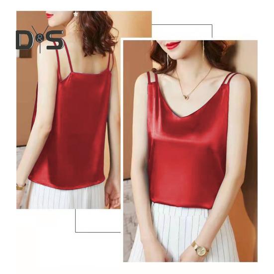 Женский укороченный жилет с V-образным вырезом, без рукавов, гладкий атласный топ из искусственного шелка, укороченный жилет, универсальная повседневная одежда