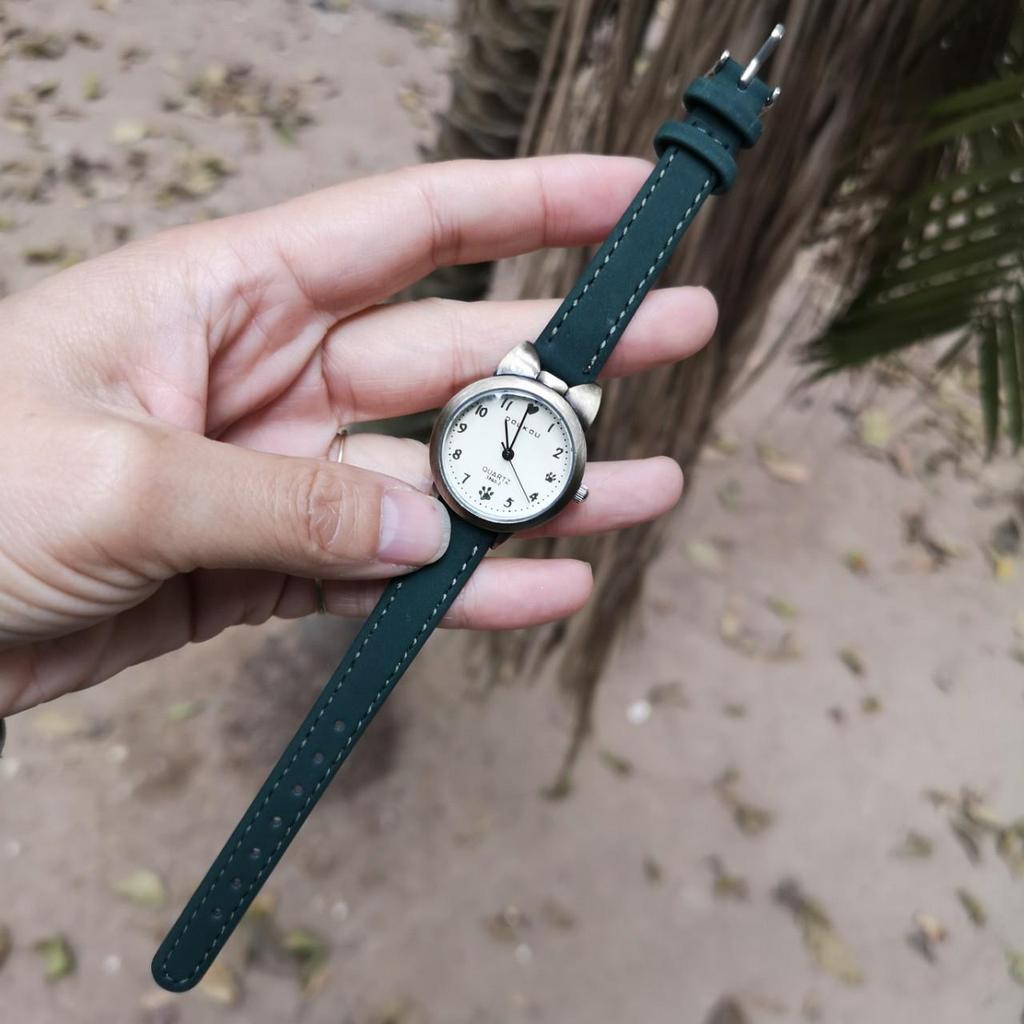 Модные светящиеся ретро-бронзовые студенческие часы Kitten