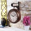 Plastic Wood Pattern Replica Dual Side Victoria Station Wall Clock Hanging Style Platform Railway Clock Home Decor 33.02 Cm