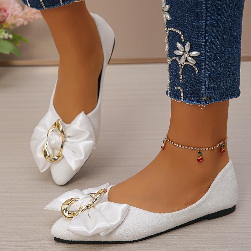 Fashion 2025 Summer New Women's Bow Tie Flat Shoes Soft Sole Pointed Toe Slip-On Flats for Women Outdoor Daily Plus Size Casual Shoes