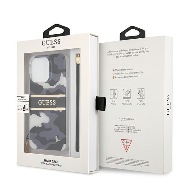 Etui do iPhone 13 Pro Guess z Paskiem Kamuflaż Czarne