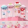 Cute Flower Water Bottle 650ml Plastic Cups Portable Coffee Cup  Student