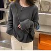 Premium Gray Pullover Sweater Women's Autumn and Winter Round Neck Loose Thickened Lazy Style Long-sleeved Bottomed Knitted Sweater