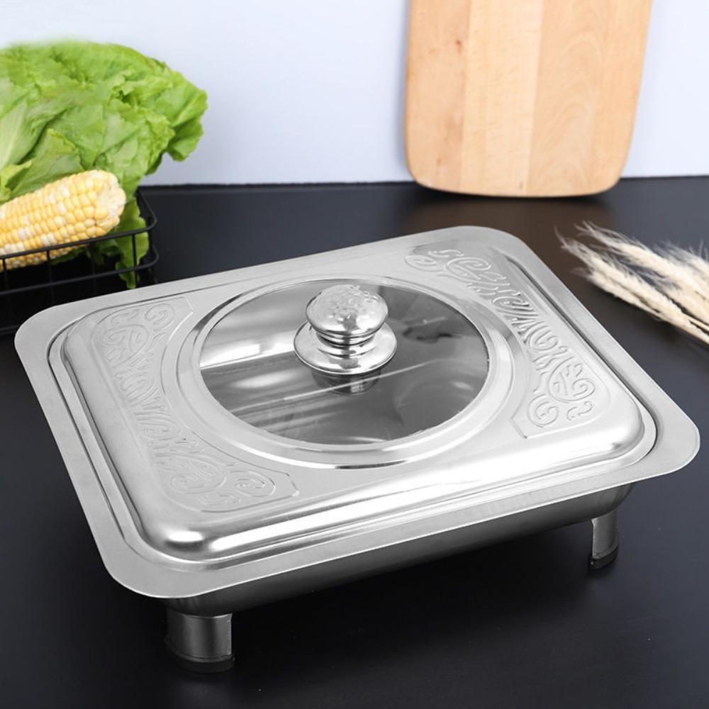 Прямоугольная форма Подогреватель для блюд Практичная металлическая кастрюля Сковороды Чафиндиш Поднос для еды Обеденный