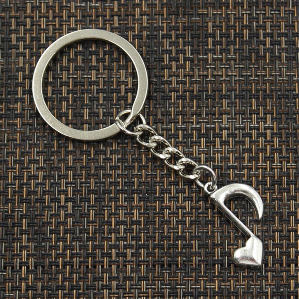 Fashion Musical Note With Heart 25x16mm Pendant 30mm Key Ring Chain Bronze Men Car Gift Keychain
