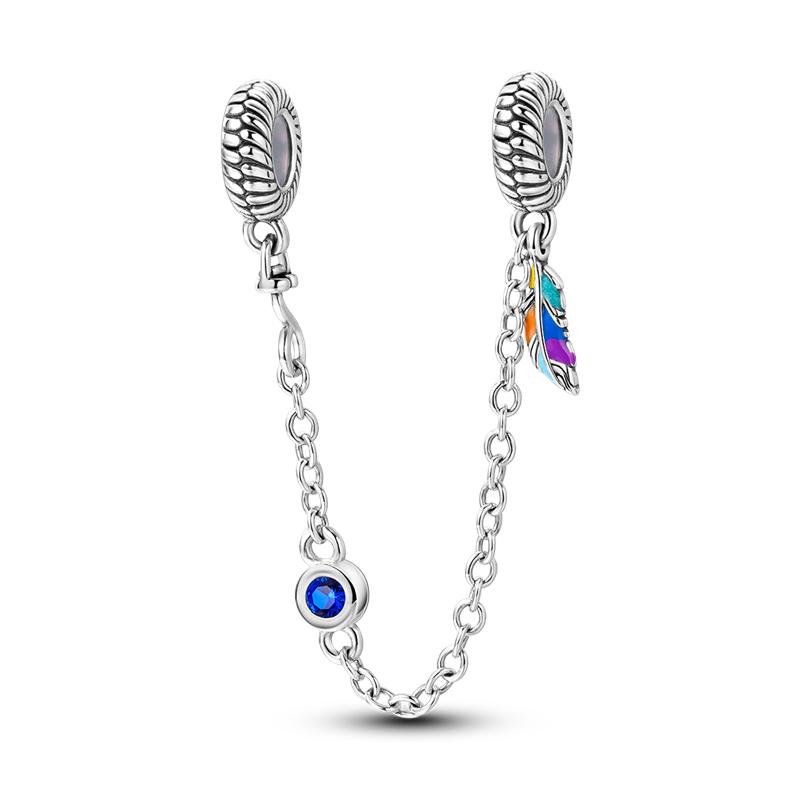 Safety Chain copper Plated Bead Charms Classic Safety Chain Stopper Clip Charm Compatible With Authentic Bracelets Jewellery Making