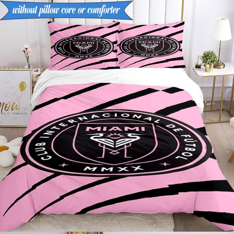3PCS Club Internacional de Fútbol Miami Soft Bedding Set,Including 1pc Duvet Cover And 2pcs Pillowcases Perfect for Bedroom, Dormitory, Fan gift