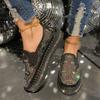 Large Size Summer New One-pedal Platform Lazy Shoes Women's Rhinestone Muffin Casual Single Shoes Women