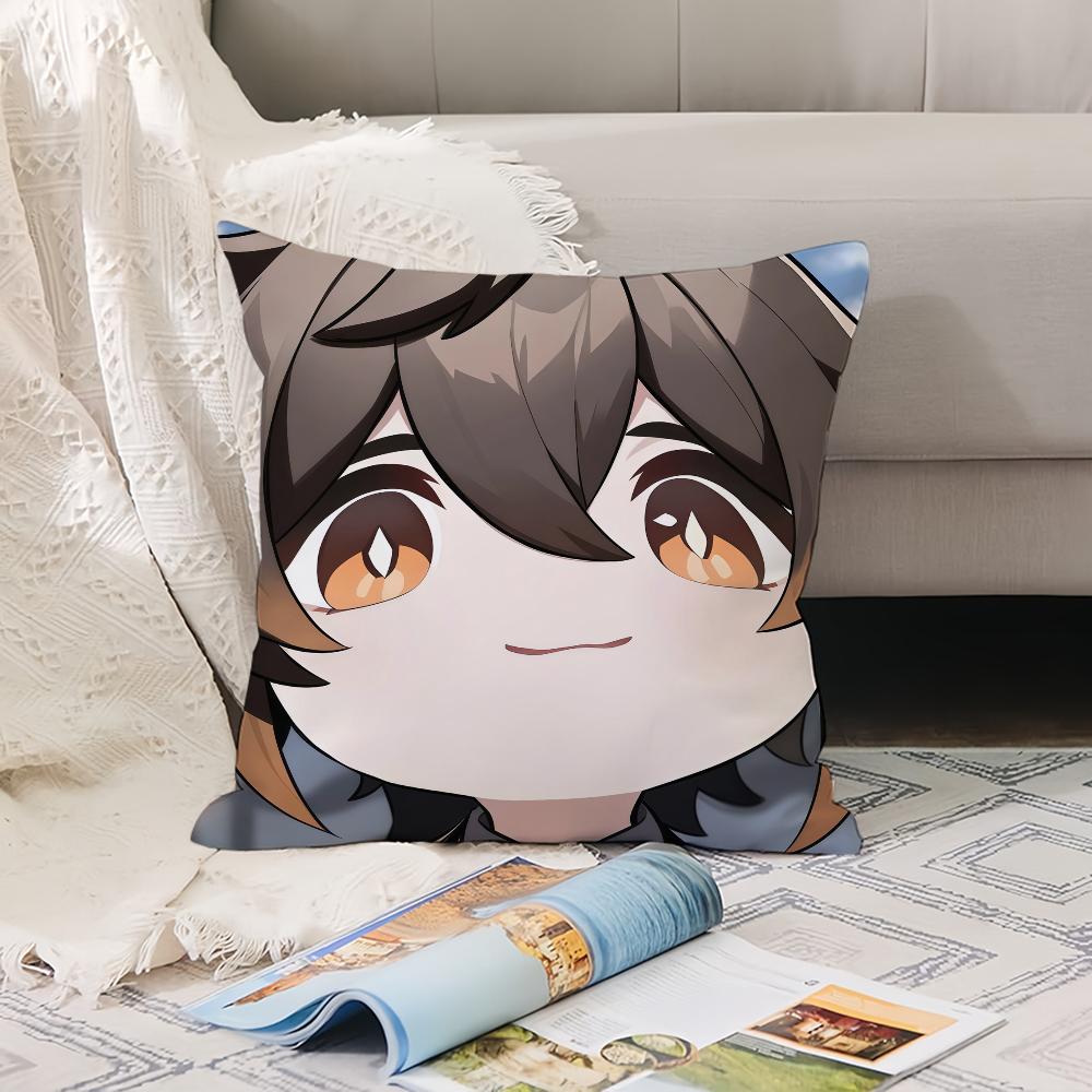 Cartoon cute Genshin Pillow Case Office Cushions Suitable For Sofa Car Bedroom Decorative Cushion Cover