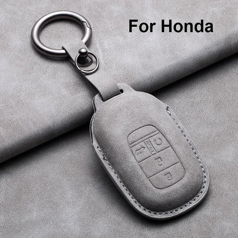 Leather Cover Protector Holder Car Remote Key Case Fob for Honda Civic Accord HR-V CR-V CRV 2 3 4 Buttons Keychain Accessories