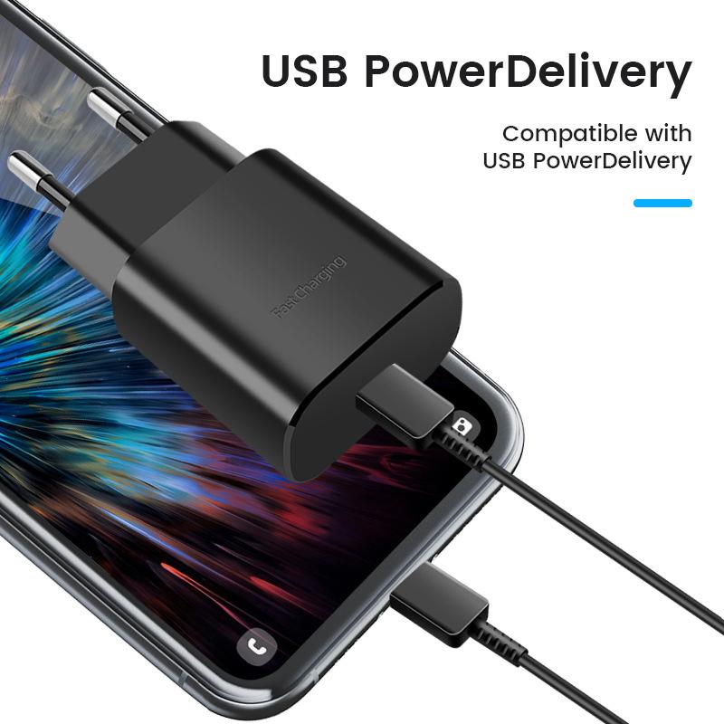 Зарядное устройство USB-C/Type C мощностью 25 Вт для Samsung Galaxy S24 S23 S22 S21 S20 Note10 20 a34 a54 A13 A14 A71 A80 S8 S10, кабель для быстрой зарядки с USB C на Type C