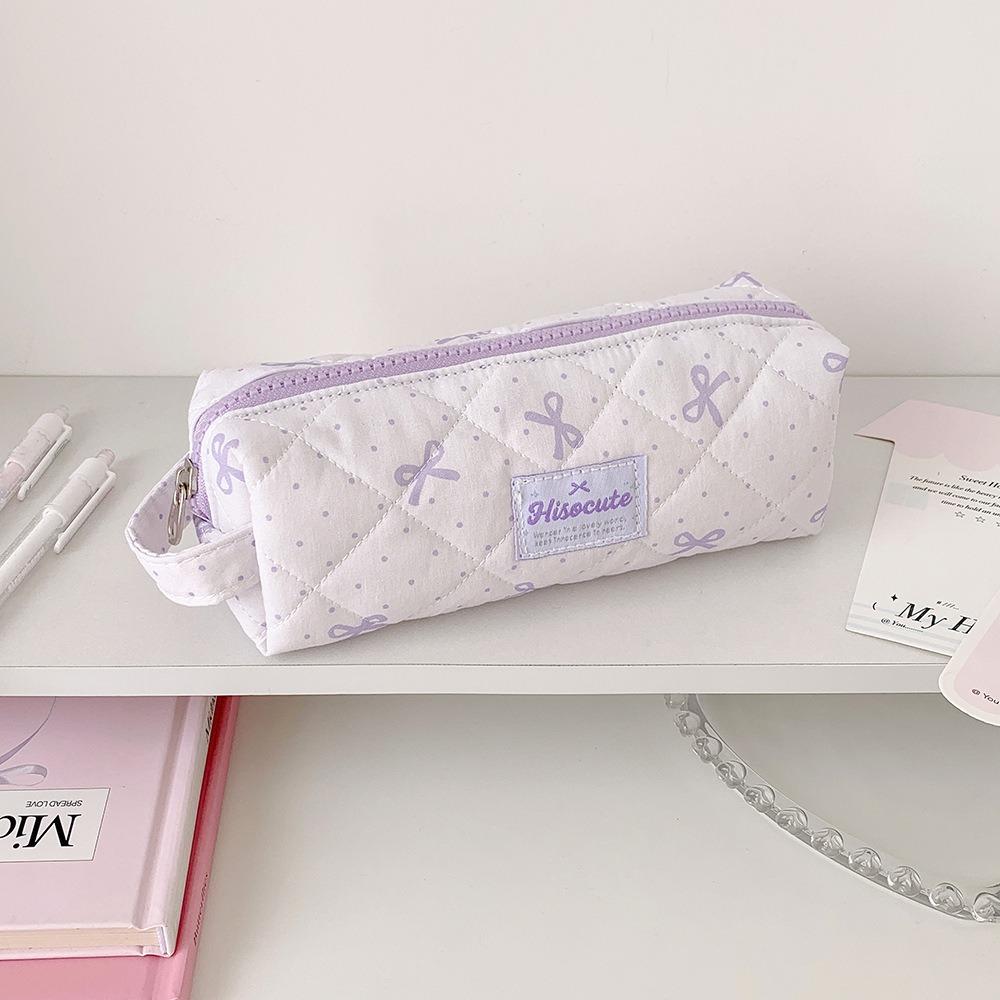 Large Capacity Pen Bag Polka Dot Pencil Pouch Multi Function Stationery Bag Gift