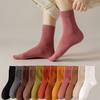 Socks Women's Solid Color Socks Autumn and Spring Soft Breathable Socks