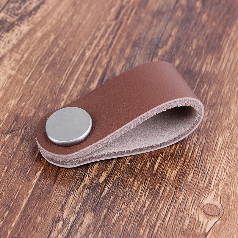 Кожаные ручки Комод Дверь шкафа Ручка ящика шкафа Мебельная фурнитура Коричневый шкаф