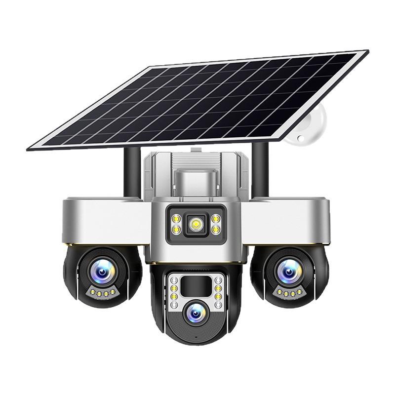 360° Cross-Border Solar-Powered PTZ Camera with Triple Ball & Screen Monitoring