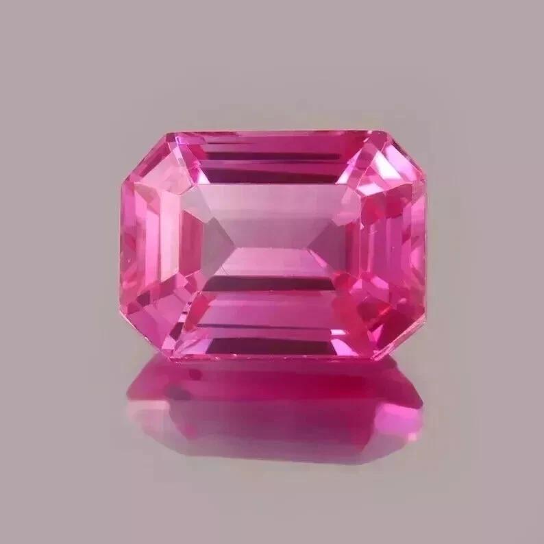 Natural Pink Sapphire Emerald Cut 12-14 Ct Stunning Certified Loose Gemstone