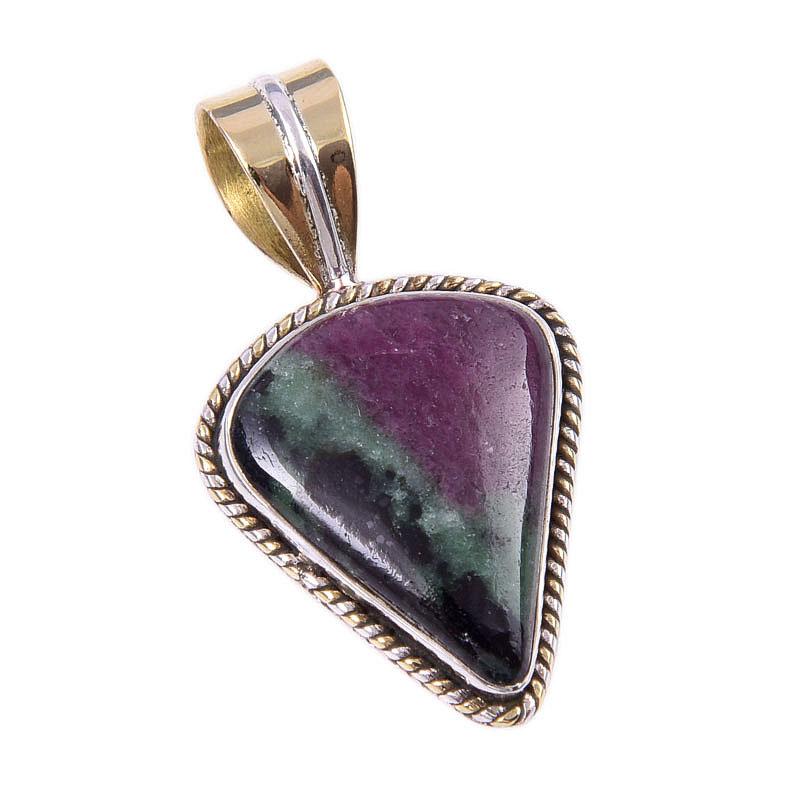 Подарочный двухцветный кулон Ruby In Zoisite из стерлингового серебра 925 пробы, созданный в лаборатории, 1,25 дюйма V7I17