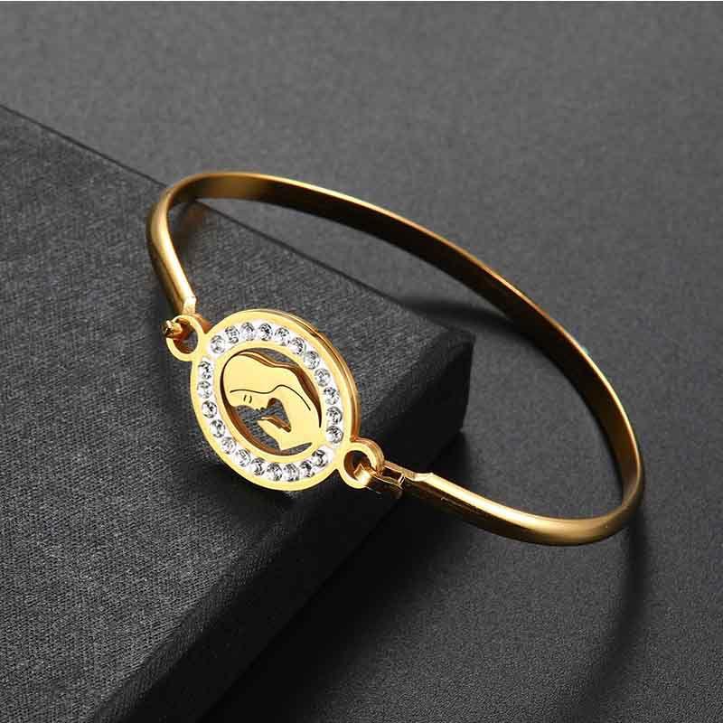 Изысканный простой браслет-манжета с мерцающими стразами