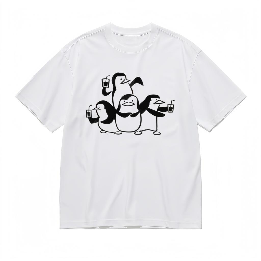 Women's T-Shirt Mens Womens Tees Top With Penguin Squad Cartoon Graphic White 100%Cotton Oversize Top