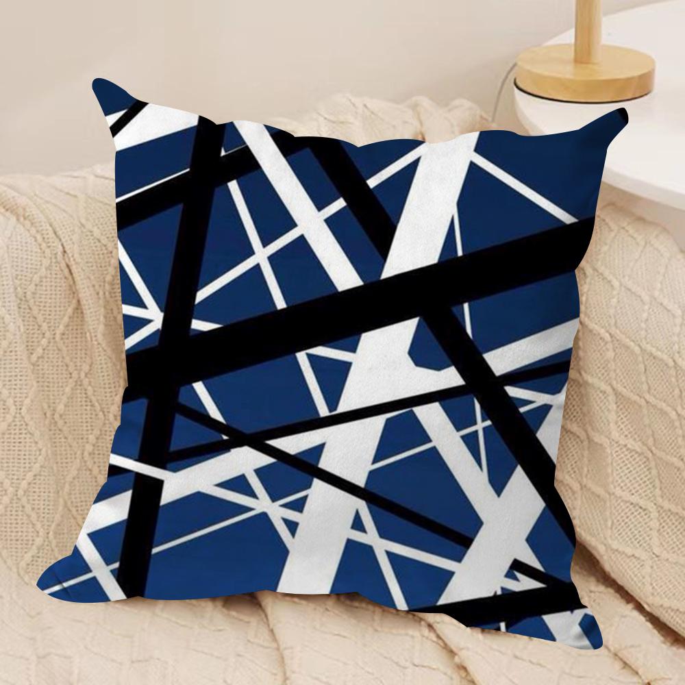 Van H-Halen Cushion Cover Silky Short Plush Double-Sided Printed Pillow Case for Sofa All Seasons Home Decor Gift