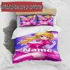 3pcs Duvet Cover Set (1*Duvet Cover + 2*Pillowcase, Without Core), Custom Name Princess Peach Toadstool Pattern Bedding Set, Home Bedroom Decor Gift
