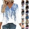 3/4 Length Sleeve Womens Tops V Neck Casual Tunic Tops Basic Shirts Loose Fit Blouse