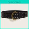 Leather Rivet Punkinspired Belt With Double Row Stitching Urban Outfits Style