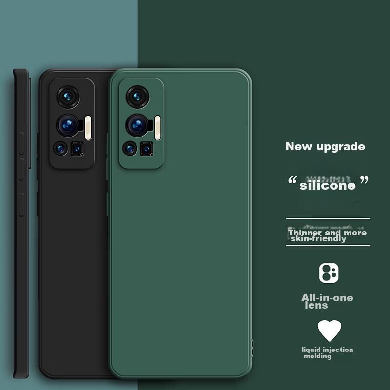 Phone Case for Vivo X70 Pro, Vivo X70 Pro Protective Cover, Full Lens Protection Upgraded Frosted Anti-Drop Slim Silicone Soft Case - Midnight Black
