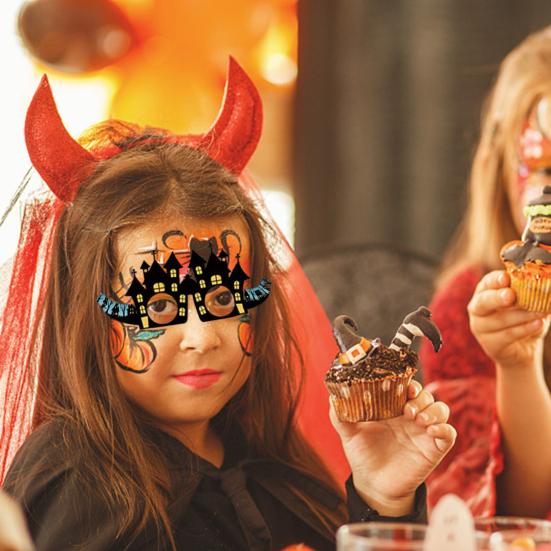 12 пар бумажных очков для вечеринок для детей и взрослых, очки в форме тыквы, летучей мыши, черепа, призрака, ведьмы, очки для Хэллоуина, товары для вечеринок