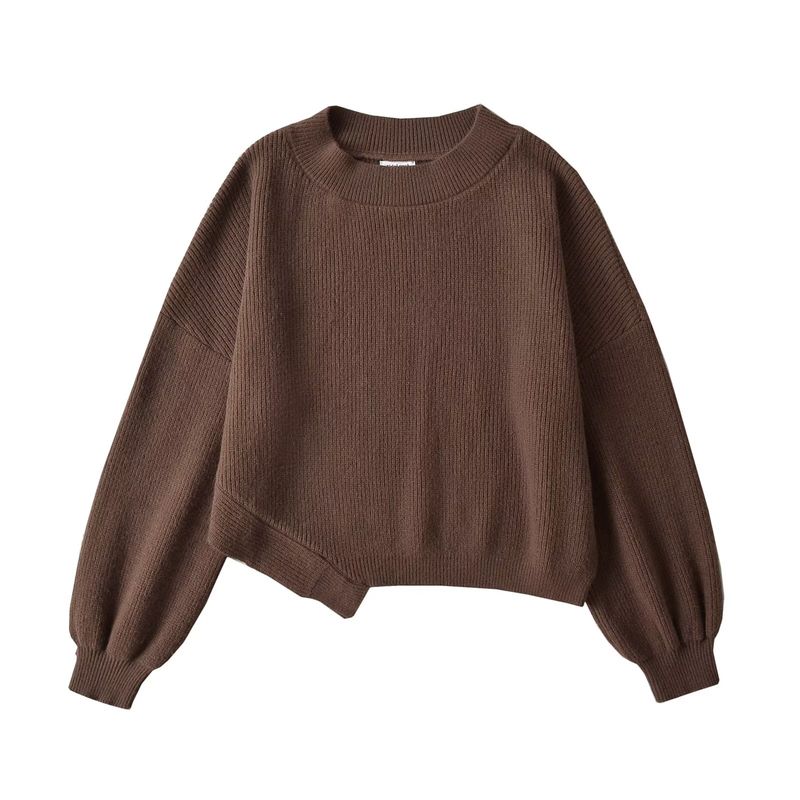 Za Export New Arrival Women's Clothing ZR Fashion Style Fashion All-Match Oblique Shoulder Lazy Sweater Asymmetrical Slimming Sweater